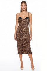 Leopard Print Bodycon Midi Dress