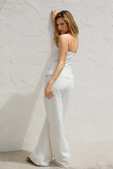 Iris Strapless Jumpsuit With Embellished Buttons