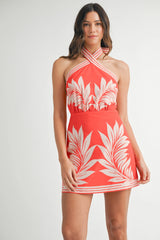 Alora Palm Mini Dress