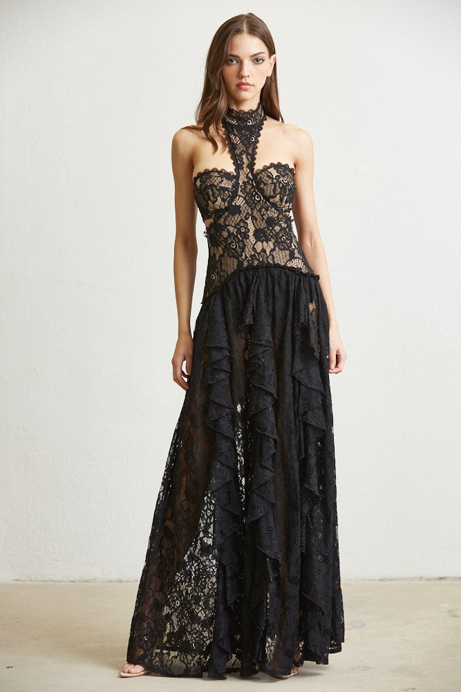 Hannah Lace Maxi Dress Black / Large Hannah Lace Maxi Dress Black / Large