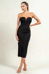 Bella Rhinestone Tube Midi Dress