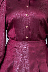 Sophia Textured Collar Top & Skirt Set