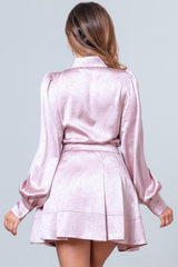 Sophia Textured Collar Top & Skirt Set