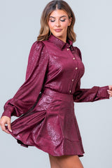 Sophia Textured Collar Top & Skirt Set