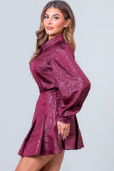 Sophia Textured Collar Top & Skirt Set