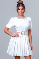 Emilia Pearled Rhinestone Mini Skirt Set