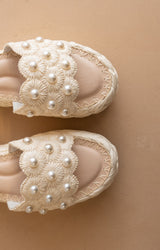 Pearl Raffia Platform Slide