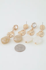 Hammered Crystal Stone Drop Earrings