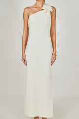 Flower Detail One Shoulder Maxi Dress