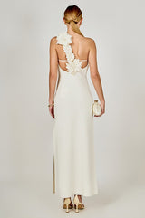 Flower Detail One Shoulder Maxi Dress