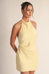 Silken Drape Halter Mini Dress