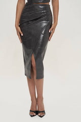 Alessandra Leather Midi Skirt Set
