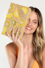 Lemon Beaded Clutch