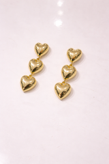 Triple Heart Drop Earrings