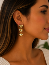 Triple Heart Drop Earrings