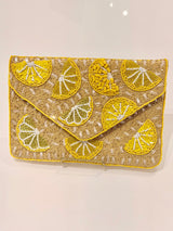 Lemon Beaded Clutch