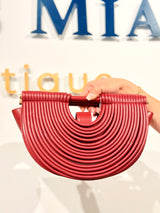 Metallic Arc-shaped Handbag