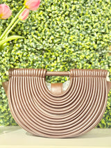 Metallic Arc-shaped Handbag