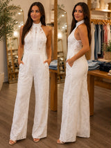 Elegant Lace Halter-neck Jumpsuit