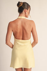 Silken Drape Halter Mini Dress