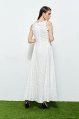 Romantic Floral Eyelet Maxi Dress