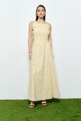 Romantic Floral Eyelet Maxi Dress