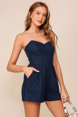 Lia Strapless Denim Romper