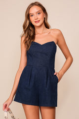 Lia Strapless Denim Romper