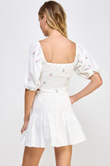 Strawberry Embroidery Crop Top