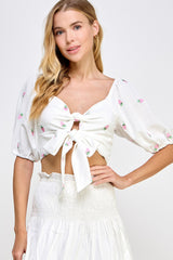 Strawberry Embroidery Crop Top