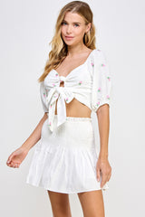 Strawberry Embroidery Crop Top