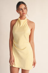Silken Drape Halter Mini Dress