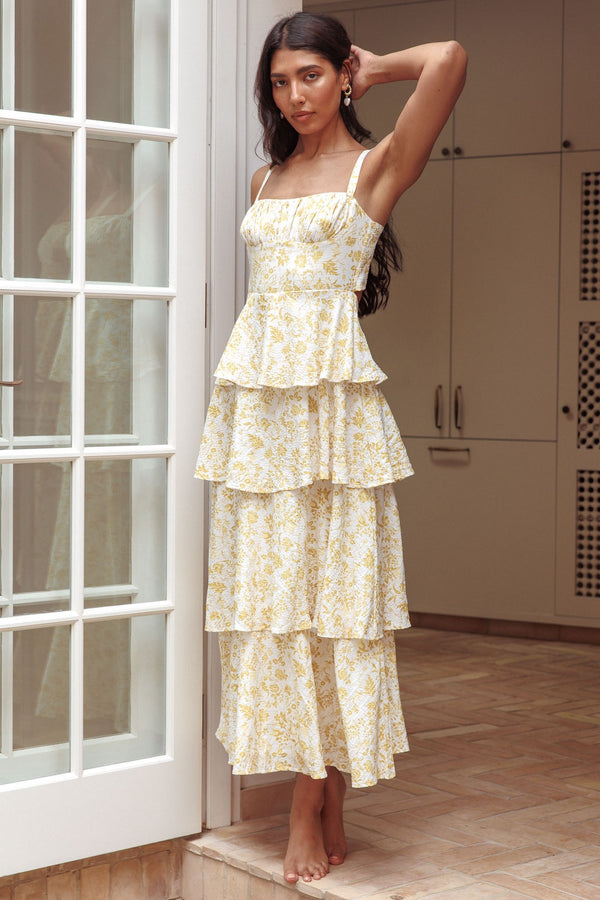 Selena Floral Ruffled Maxi Dress