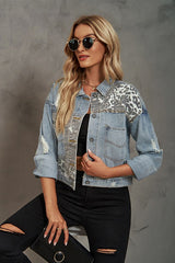 Leopard Print Patchwork Denim Jacket