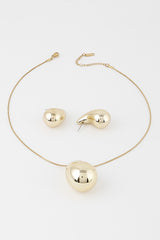 Shiny Teardrop Necklace Set