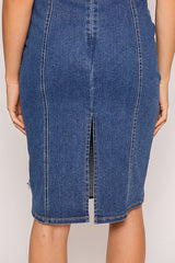 Denim Strapless Midi Dress