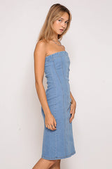 Denim Strapless Midi Dress