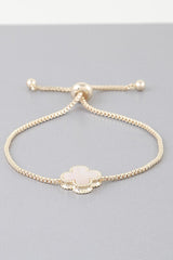Stone Clover Box Chain Bracelet