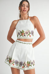 Embroiderd Top and Short Set