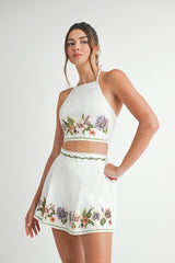 Embroiderd Top and Short Set