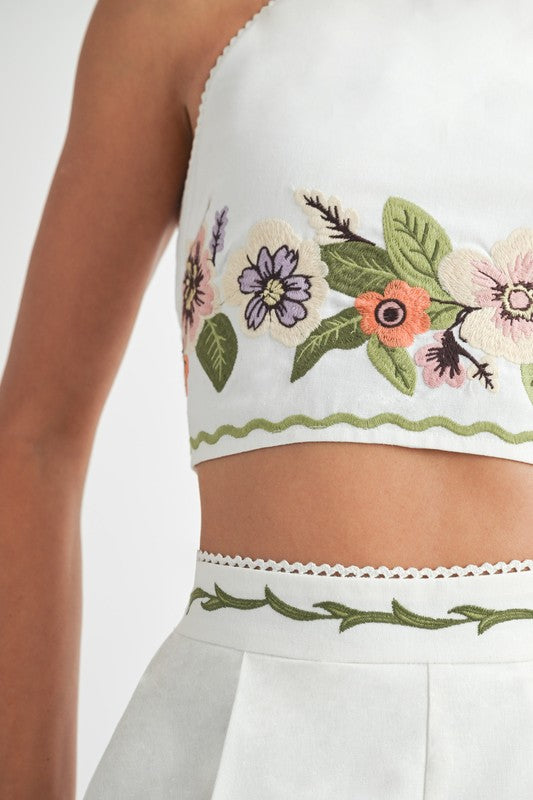 Embroiderd Top and Short Set