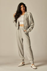 Double Soft Cropped Zip-Up Jacket & Cuff Pant Set