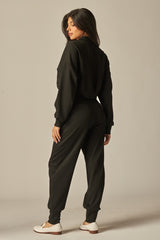 Double Soft Cropped Zip-Up Jacket & Cuff Pant Set