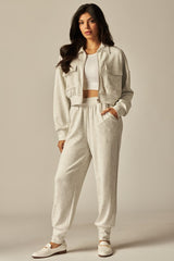 Double Soft Cropped Zip-Up Jacket & Cuff Pant Set