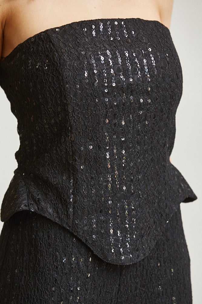 Sequin Lace Corset Top And Pant Set