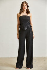 Sequin Lace Corset Top And Pant Set