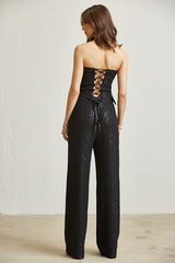 Sequin Lace Corset Top And Pant Set