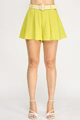 Flowy Shorts With Rattan Belt