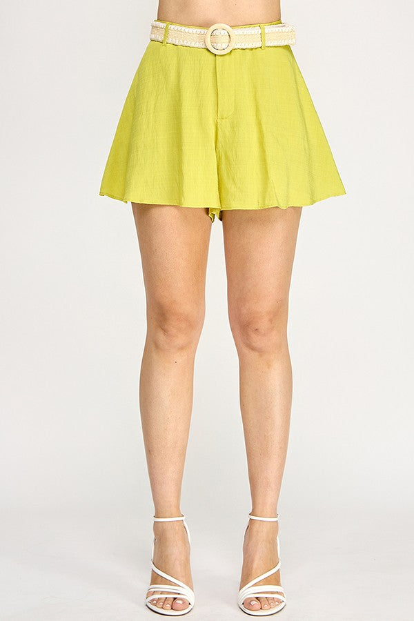 Flowy Shorts With Rattan Belt