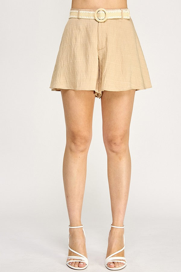 Flowy Shorts With Rattan Belt